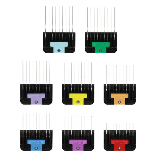 Andis 8pc Spring-Loaded Color-Coated Stainless-Steel Comb Set - - Comb by Andis
