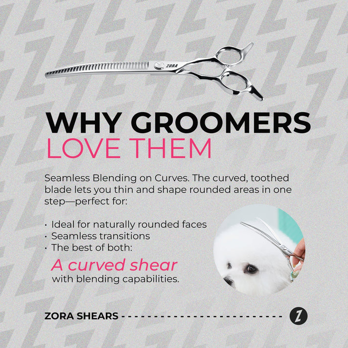 Zora Pet Grooming Curved Blender Shear - Model A-7533C - - by Zora Shears