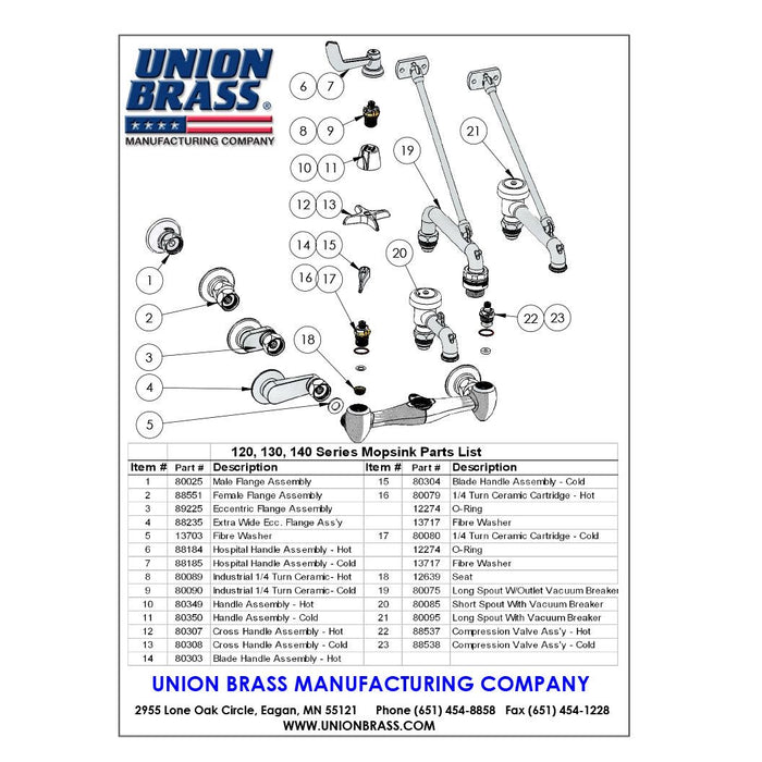 Groomer's Best 8″ Industrial Union Brass Faucet - - Plumbing Accessories by Groomer's Best