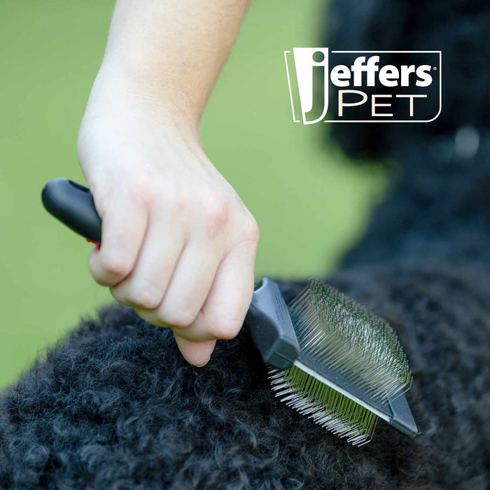 Jeffers Double-Sided Flex Head Pet Grooming Slicker Brush - - Animal & Pet Supplies > Pet Grooming > Pet Combs & Brushes by Jeffers