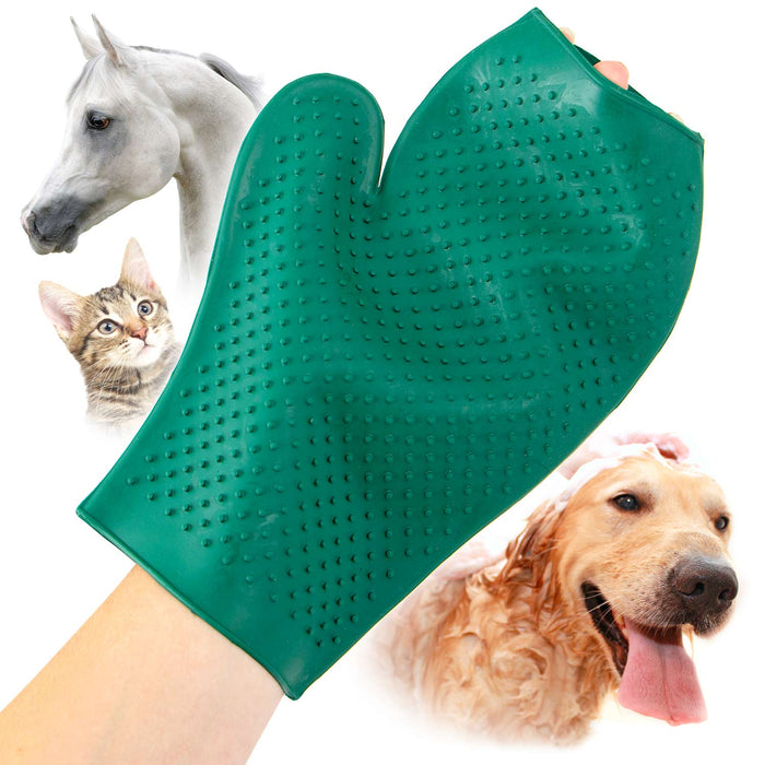 Jeffers GROOMIT - Rubber Grooming Glove for Animals - Dark Green 1 - Animal & Pet Supplies > Pet Grooming > Pet Combs & Brushes by Jeffers