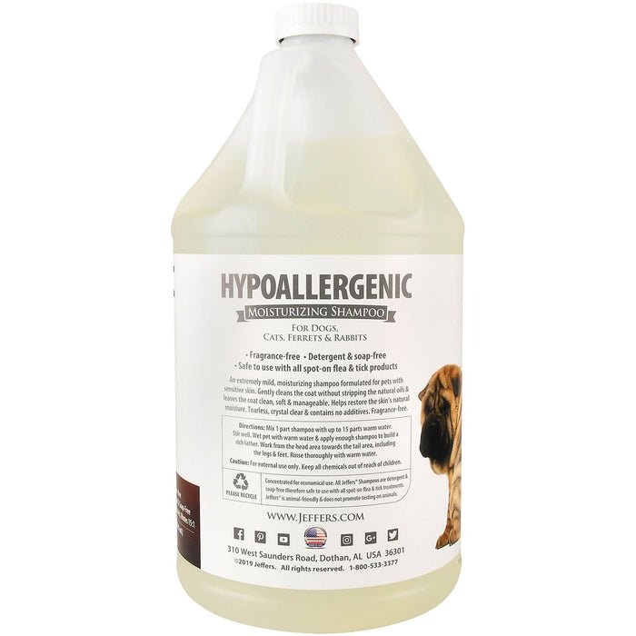 Jeffers Hypoallergenic Moisturizing Pet Shampoo for Sensitive Skin - - Animal & Pet Supplies > Pet Grooming > Pet Shampoo & Conditioner by Jeffers