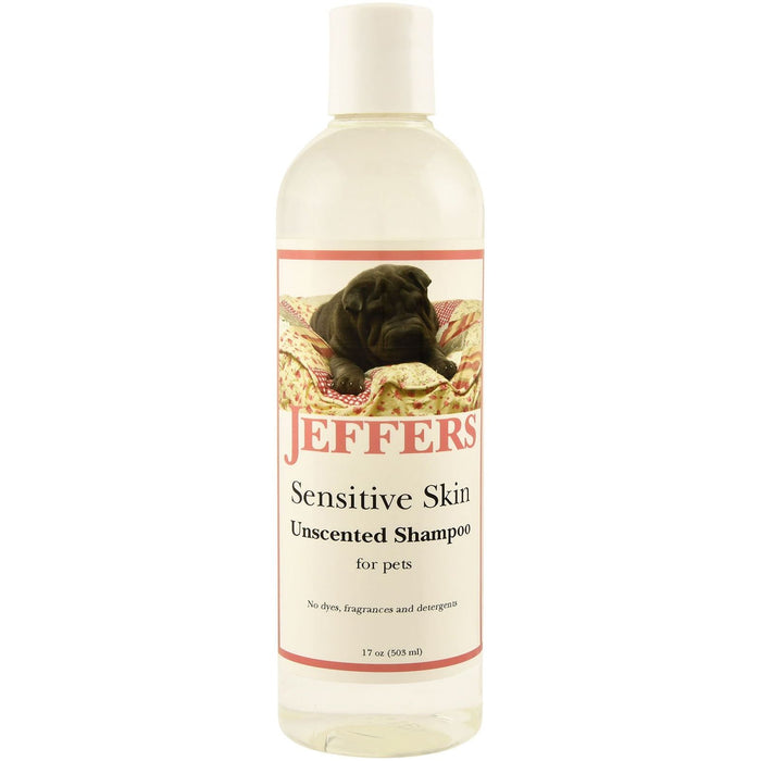 Jeffers Pet Sensitive Skin Unscented, Dye-Free, Fragrance-Free & Detergent-Free Pet Shampoo - Unscented 17 oz 1 - Animal & Pet Supplies > Pet Grooming > Pet Shampoo & Conditioner by Jeffers