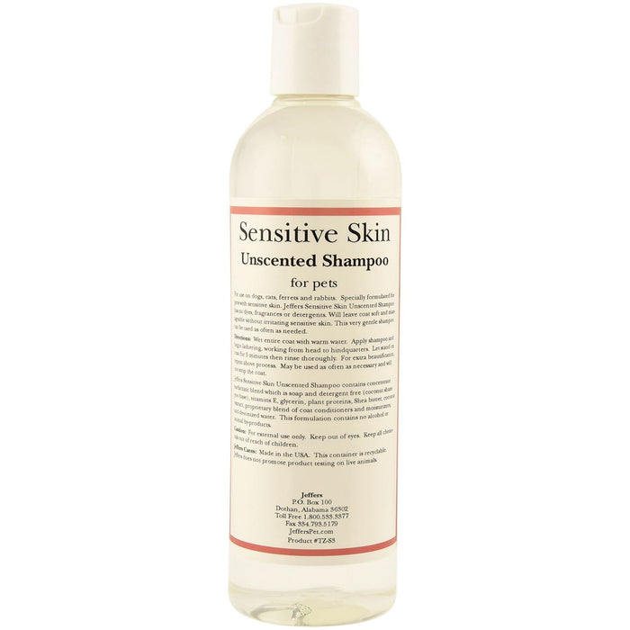 Jeffers Pet Sensitive Skin Unscented, Dye-Free, Fragrance-Free & Detergent-Free Pet Shampoo - - Animal & Pet Supplies > Pet Grooming > Pet Shampoo & Conditioner by Jeffers