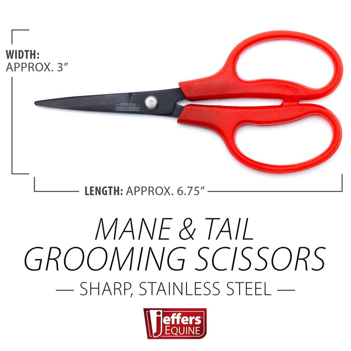Jeffers Stainless Steel Sharp Grooming Scissors for Horses – Mane, Tail & Braiding Trimming Tool - - Horse Supplies > Horse Grooming > Horse Clippers & Trimmers by Jeffers