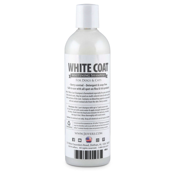 Jeffers Pet White Coat Whitening Dog & Cat Shampoo - - Animal & Pet Supplies > Pet Grooming > Pet Shampoo & Conditioner by Jeffers