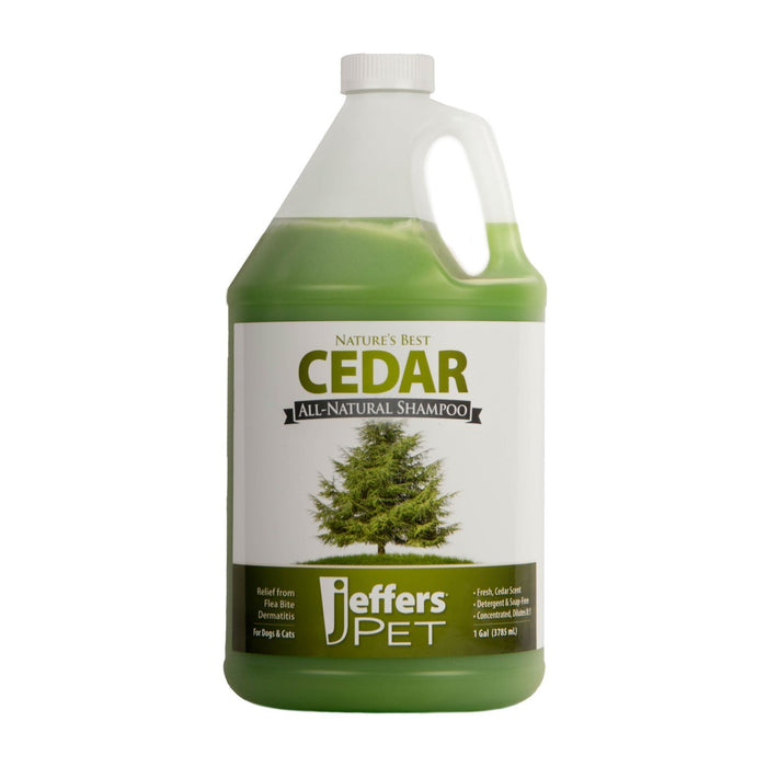 Jeffers Pet Nature's Best Cedar All-Natural Flea Bite Relief Shampoo for Dogs and Cats - Cedar 1 gallon 1 - Animal & Pet Supplies > Pet Grooming > Pet Shampoo & Conditioner by Jeffers
