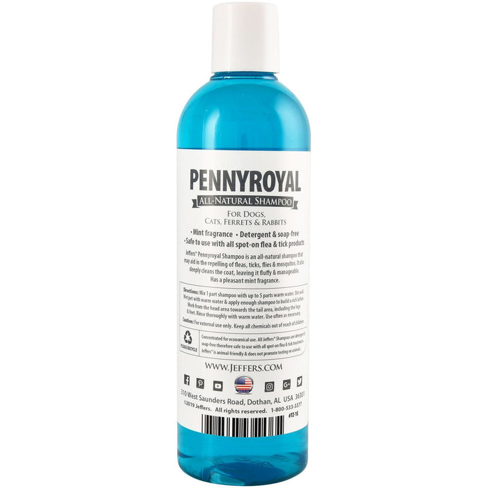 Jeffers Natural Flea & Tick Pennyroyal Dog Shampoo - Aids in Repelling Fleas, Ticks, Flies & Mosquitos - - Animal & Pet Supplies > Pet Grooming > Pet Shampoo & Conditioner by Jeffers