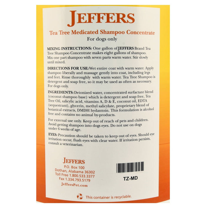 Jeffers Pet Tea Tree (Melaleuca) Medicated Dog Shampoo for Dry Skin - - Animal & Pet Supplies > Pet Grooming > Pet Shampoo & Conditioner by Jeffers